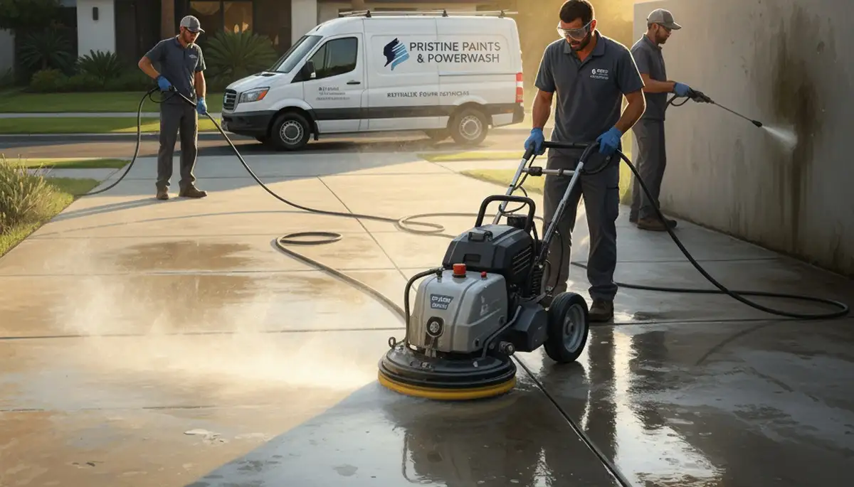 Concrete pressure cleaning in Savannah, GA for driveways, patios, and walkways by Savannah Paint Pros