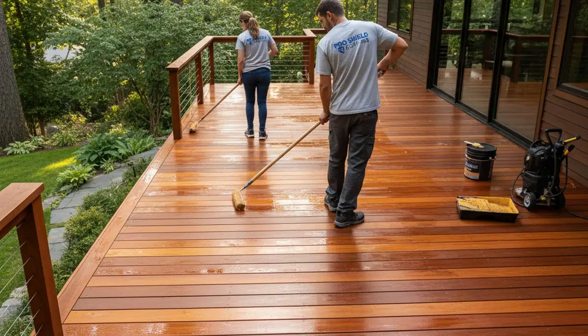 Deck sealing service in Savannah, GA to protect wood from humidity, salt air, and sun damage