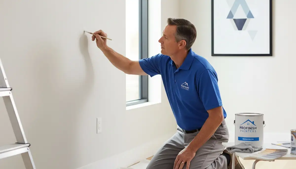 Savannah, GA painter applying paint touch-ups to protect and refresh home exterior trim