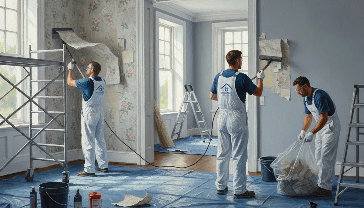 Wallpaper removal in Savannah, GA by Savannah Paint Pros for a smooth, clean wall finish