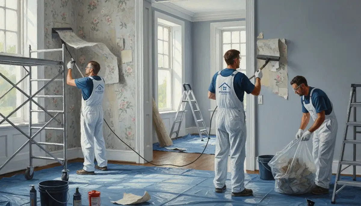 Wallpaper removal in Savannah, GA by Savannah Paint Pros for a smooth, clean wall finish